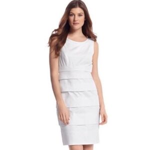White House Black Market White Jacquard Sheath Dress Size 10